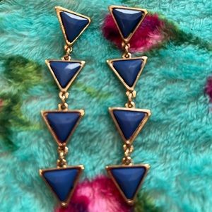 Gold and blue dangle earrings excellent condition